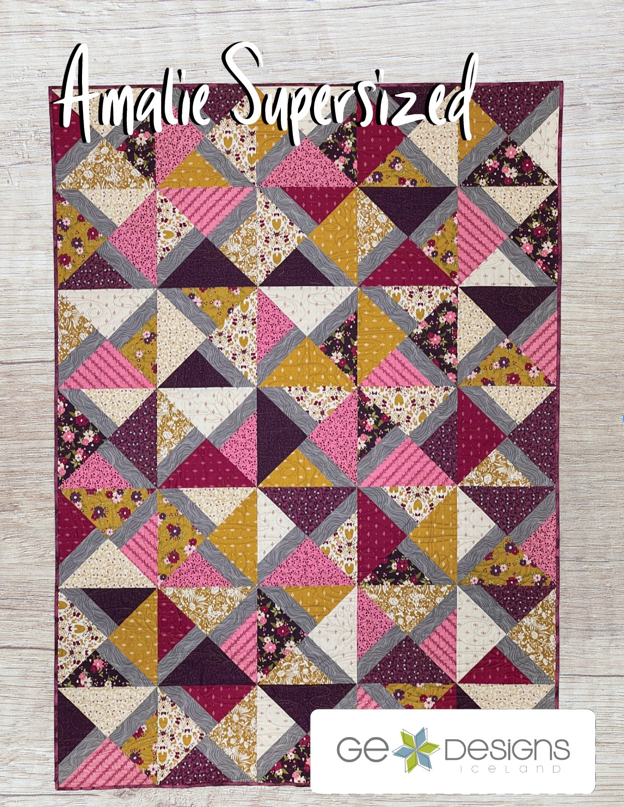 GE Designs Amalie Supersized Quilt Pattern 235 — Half Yard Large Block Beginner Flannel Quilt