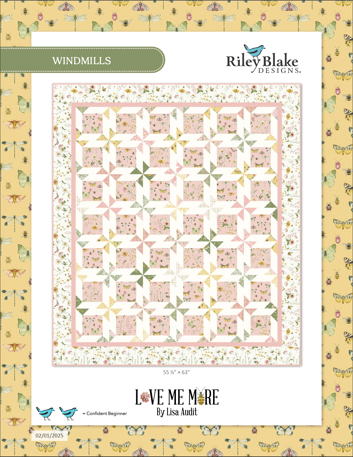 Quilt pattern cover with floral design and Riley Blake Designs branding