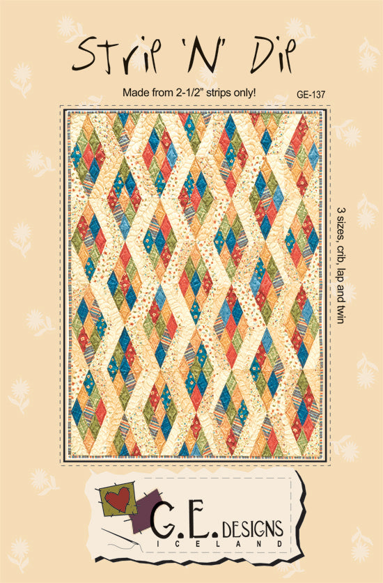 GE Designs Strip N' Dip 2.5" Strip Quilt Pattern 137 — Jelly Roll Quilt, Endless Layout Options