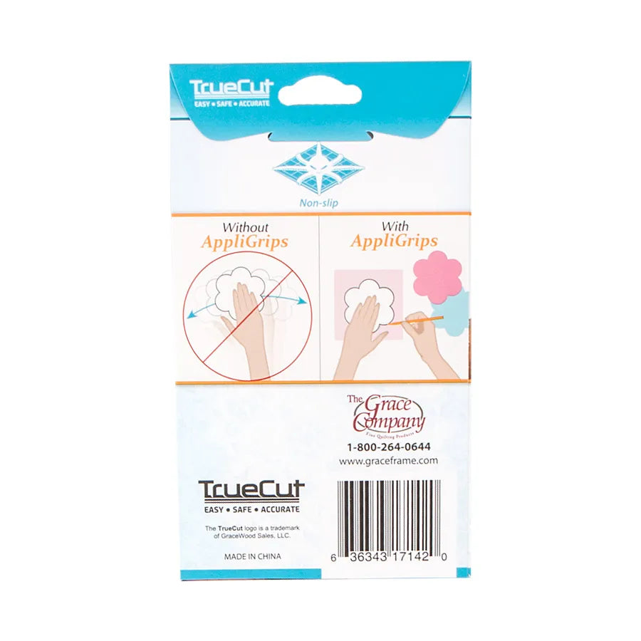 TrueCut packaging with illustrations of hand use and product features on a white background