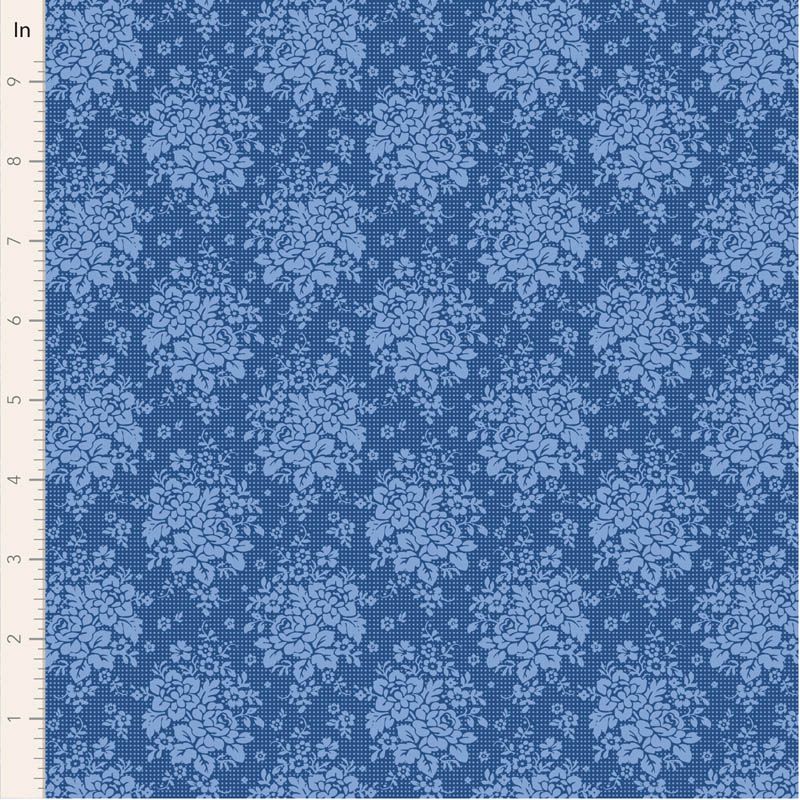 TIlda Something Blue. Blue floral pattern on a blue background