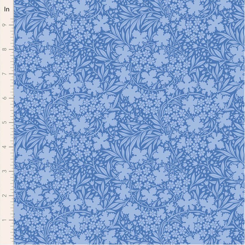 Tilda Something Blue. Blue floral patterned fabric.