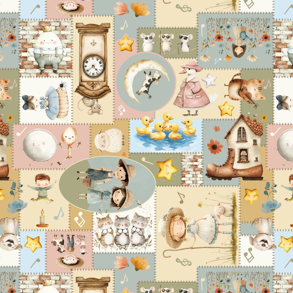 Nursery Rhyme Time Cotton Fabric Collection