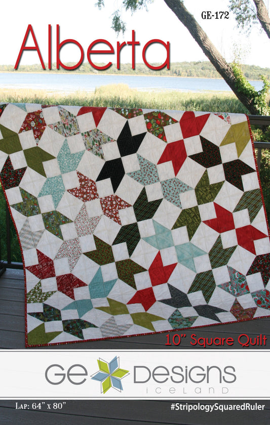 GE Designs Alberta 10" Square Quilt Pattern 172 — Traditional Stacker Quilt, Stripology Ruler