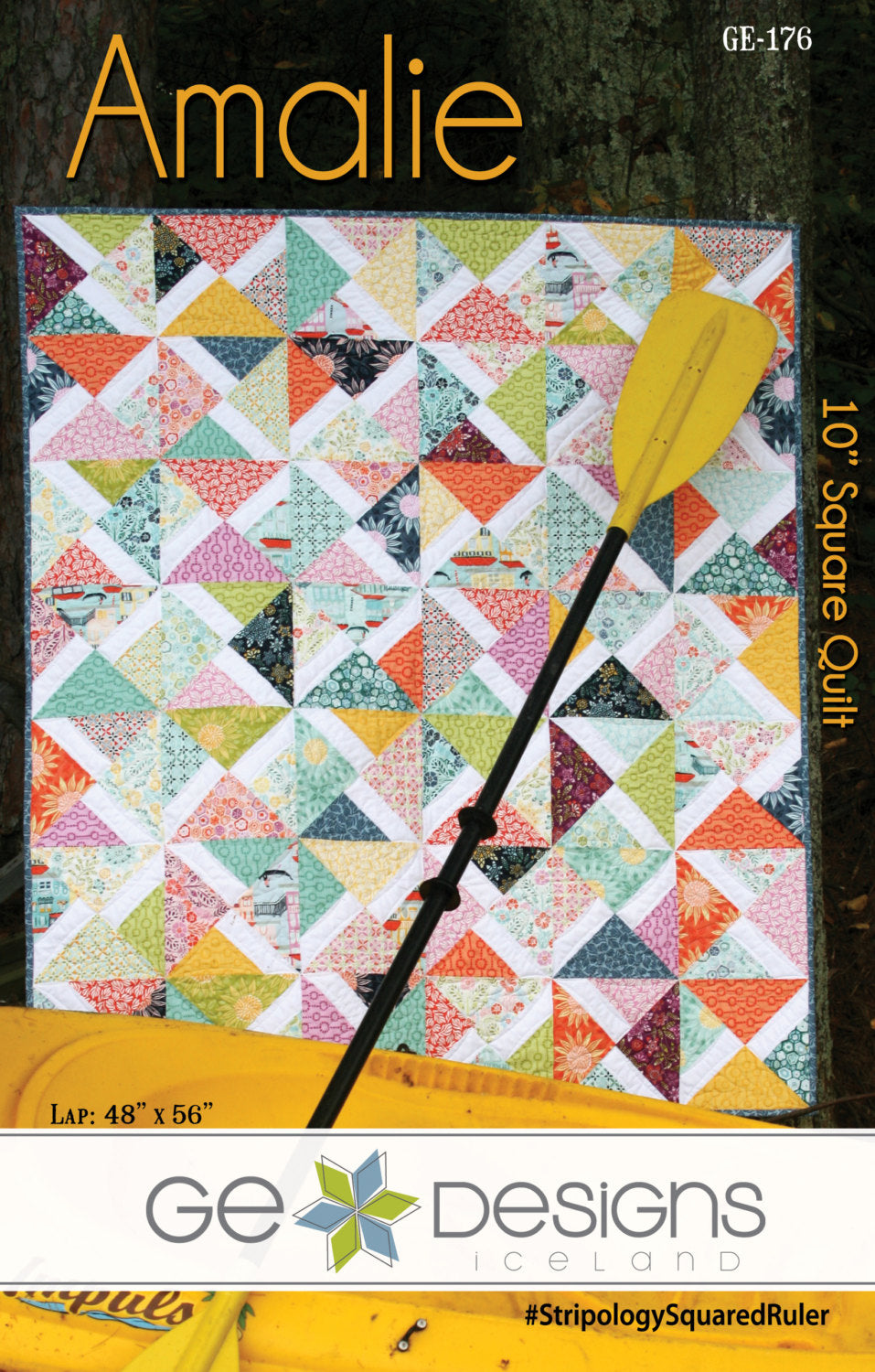 GE Designs Amalie 10" Square Quilt Pattern 176 — Disappearing Block Stacker Quilt, Stripology Squared