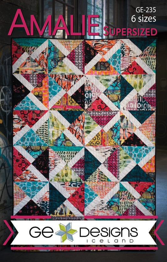 GE Designs Amalie Supersized Quilt Pattern 235 — Half Yard Large Block Beginner Flannel Quilt
