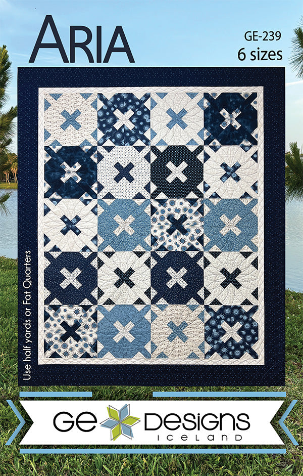 GE Designs Aria Fat Quarter Quilt Pattern 239 — Optical Curve Illusion Quilt, Multiple Sizes