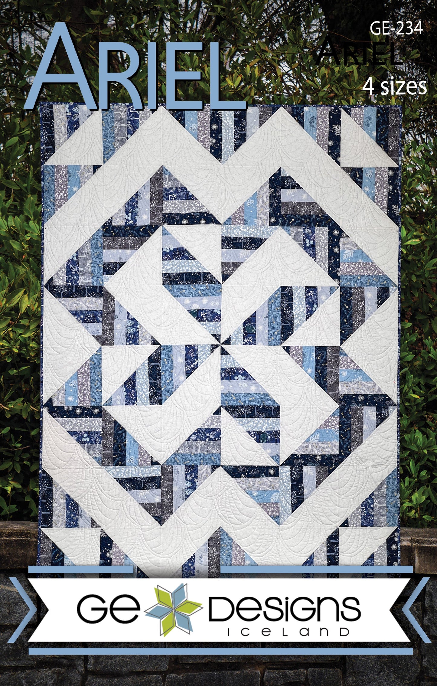 GE Designs Ariel 2.5" Strip Quilt Pattern 234 — Geometric Jelly Roll Quilt, 4 Sizes to King