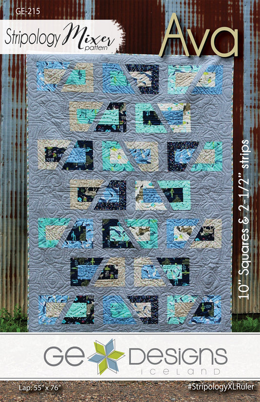 GE Designs Ava Stripology Mixer Quilt Pattern 216 — 10" Square and Strip Quilt, Stripology XL