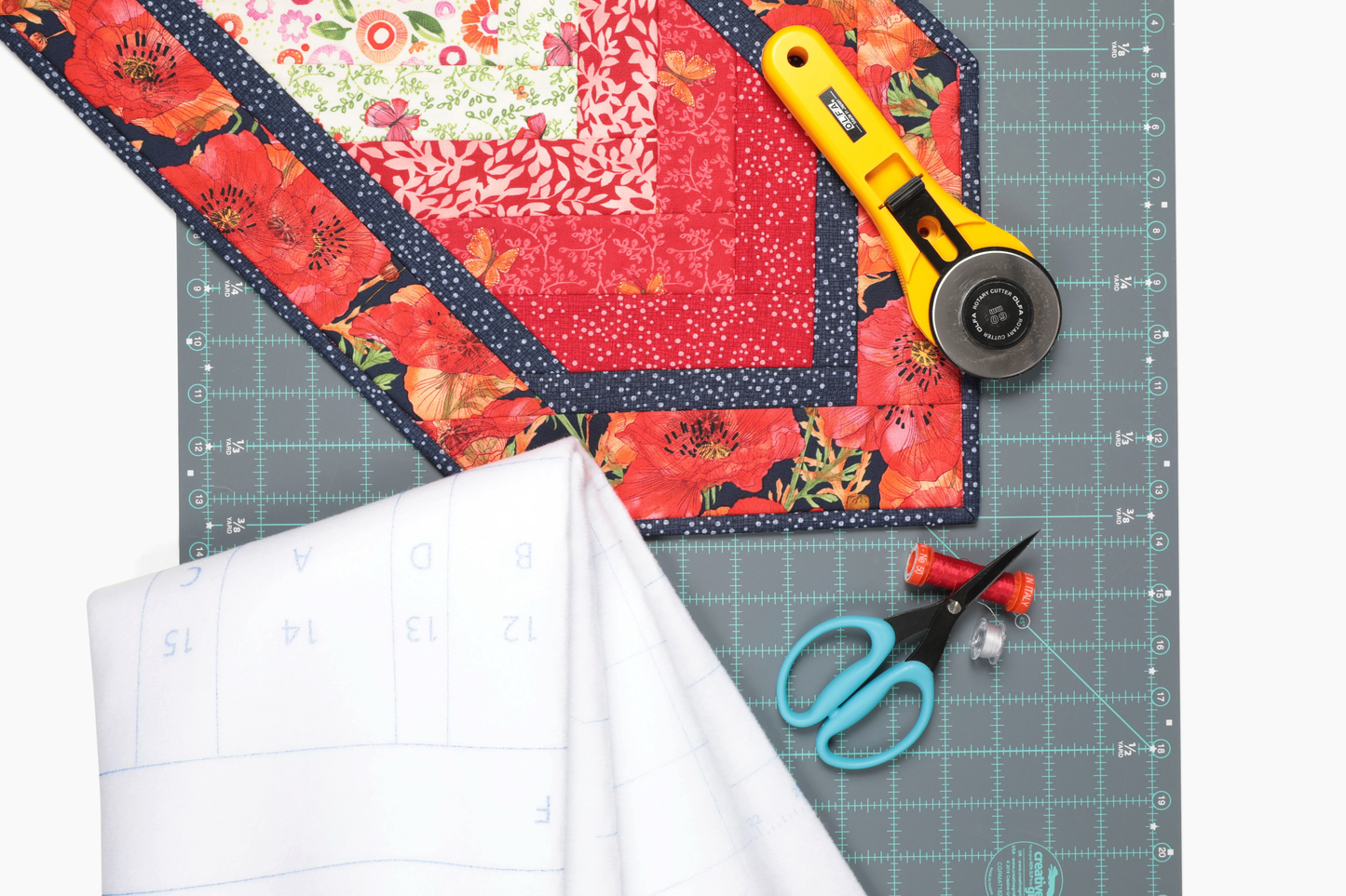 GE Designs Quilt As You Go Batting Kit — Braid Runner Midi, Pre-Cut QAYG Table Runner Batting