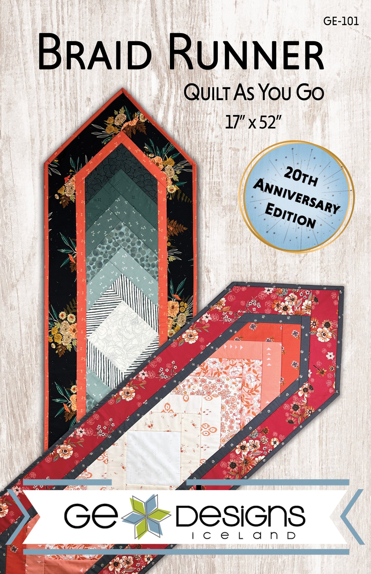 GE Designs Braid Runner Table Runner Pattern 101 — Quilt As You Go Braid Design, 17" x 52"