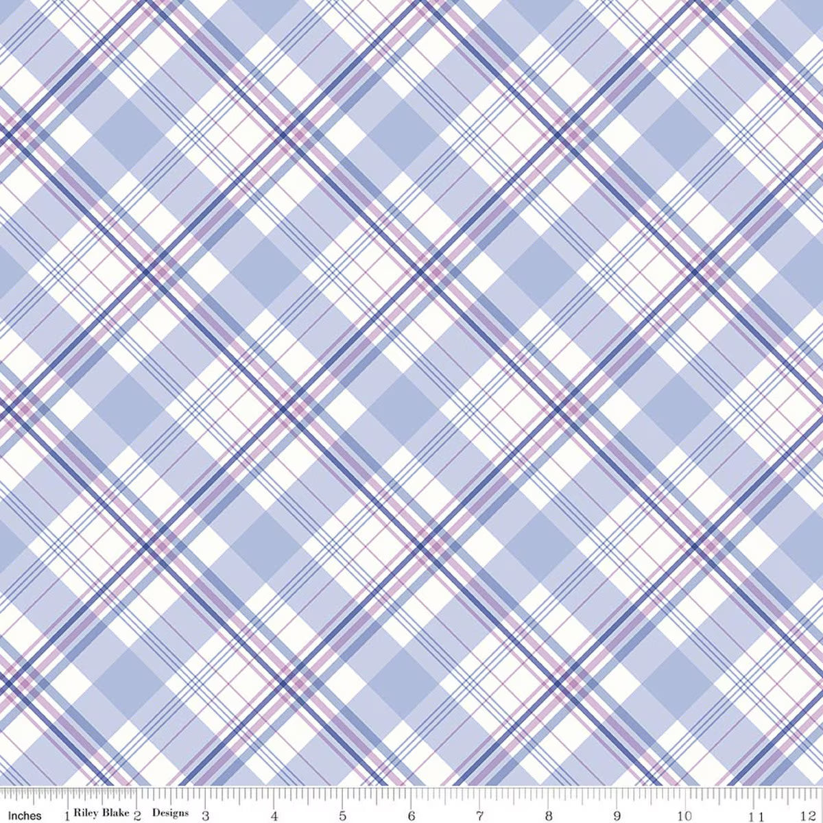 Hydrangeas in the Garden Plaid Blue