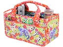 Colorful sewing basket with floral pattern