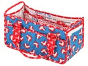 Cartoon character-patterned box with red and blue design