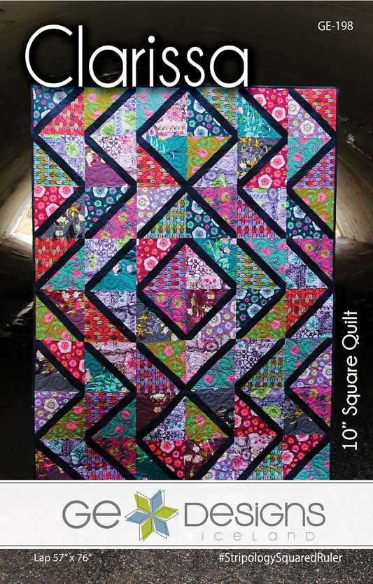 GE Designs Clarissa 10" Square Quilt Pattern 198 — Large Scale Print Feature Quilt, Stacker