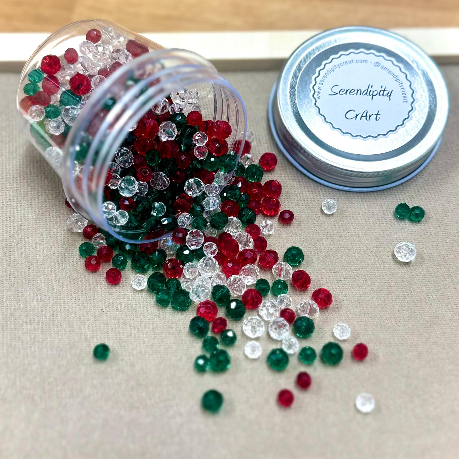 Classic Christmas Colors Glass Bead Bundle Jar