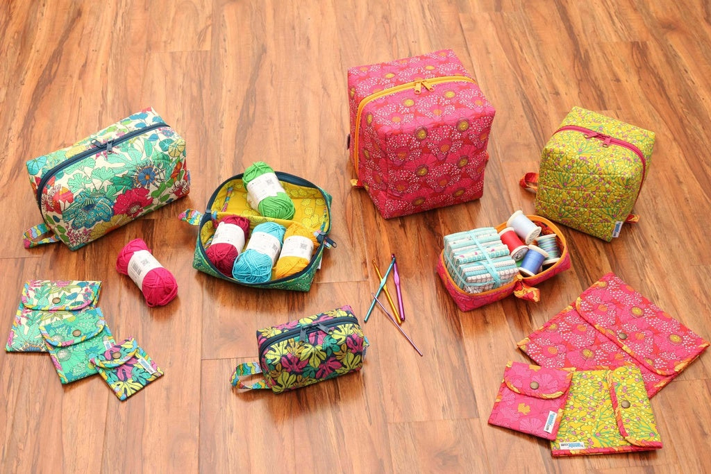 Cubicle Collective organizer sewing pattern by ByAnnie featuring multiple storage pockets for sewing, crafting, and office supplies.