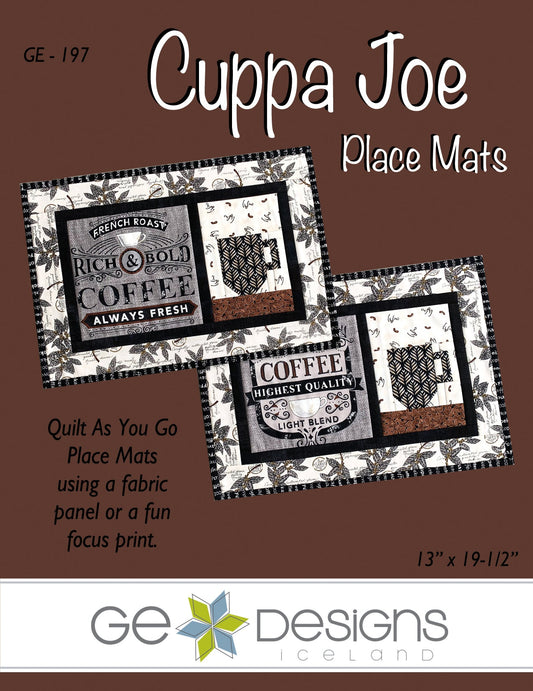 GE Designs Cuppa Joe Place Mat Pattern 197 — Quilt As You Go Place Mats, Set of 4, Beginner