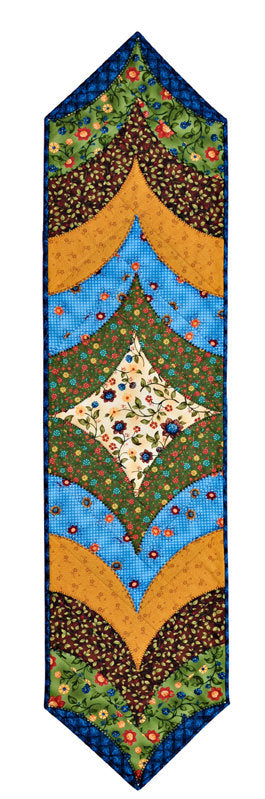 GE Designs Curvacious Table Runner Pattern 164 — Quilt As You Go Fat Quarter Runner, 13" x 54"