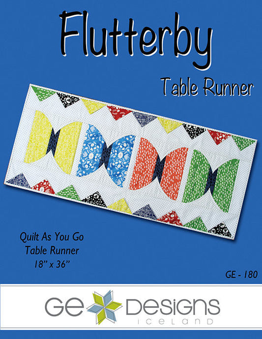 GE Designs Flutterby Table Runner Pattern 180 — Stacker Square Quilt As You Go Runner, 18" x 36"