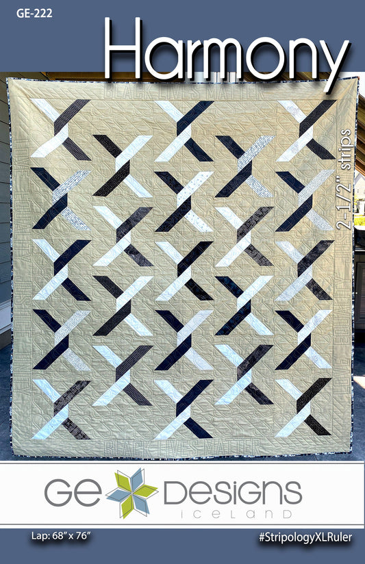 GE Designs Harmony Strip Quilt Pattern 222 — Jelly Roll Strip Quilt, Multiple Sizes