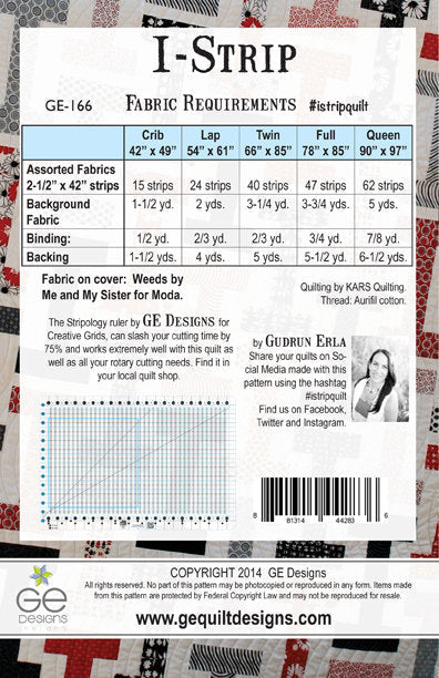 GE Designs I-Strip Quilt Pattern 166 — Letter I Jelly Roll Quilt, Stripology Ruler