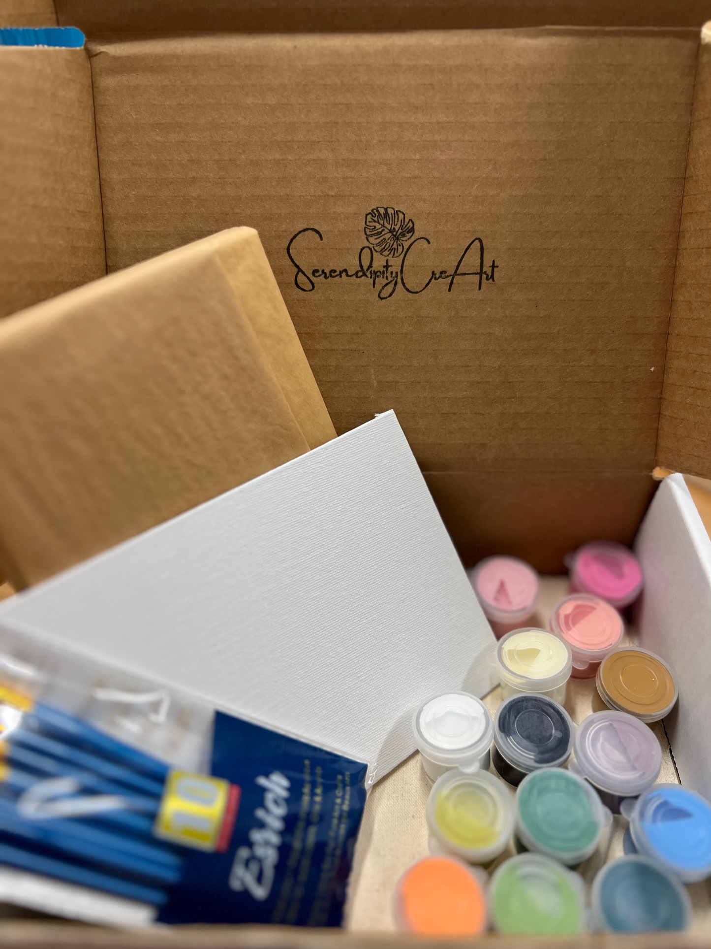 CreArt with Acrylic Paint — Monthly Painting Subscription Box, Paints + Canvas + Brushes