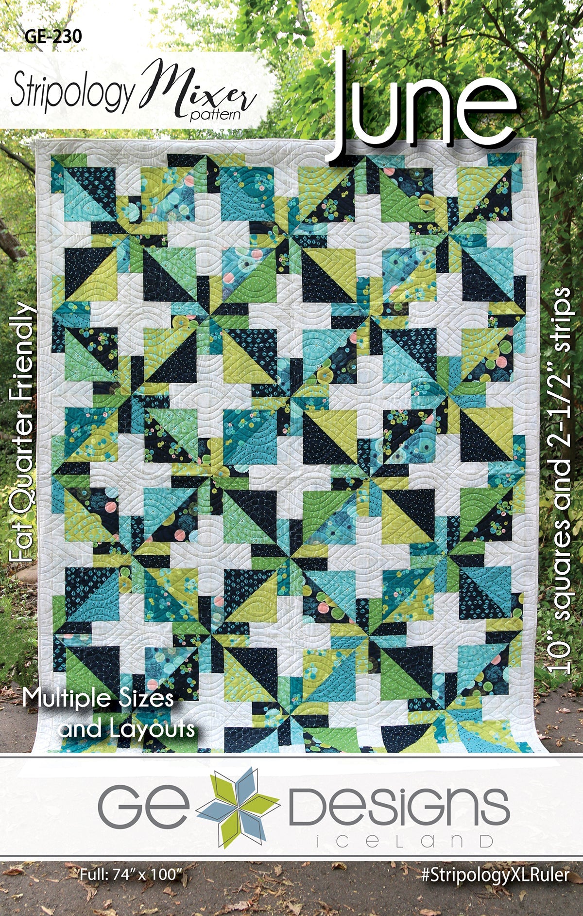 GE Designs June Stripology Mixer Quilt Pattern 230 — 10" Square and Strip, Multiple Layouts