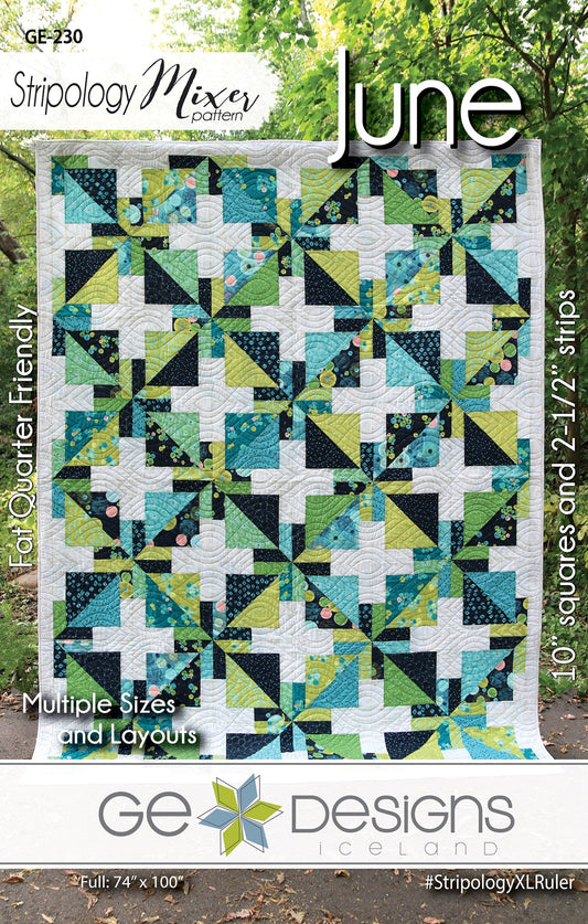 GE Designs June Stripology Mixer Quilt Pattern 230 — 10" Square and Strip, Multiple Layouts