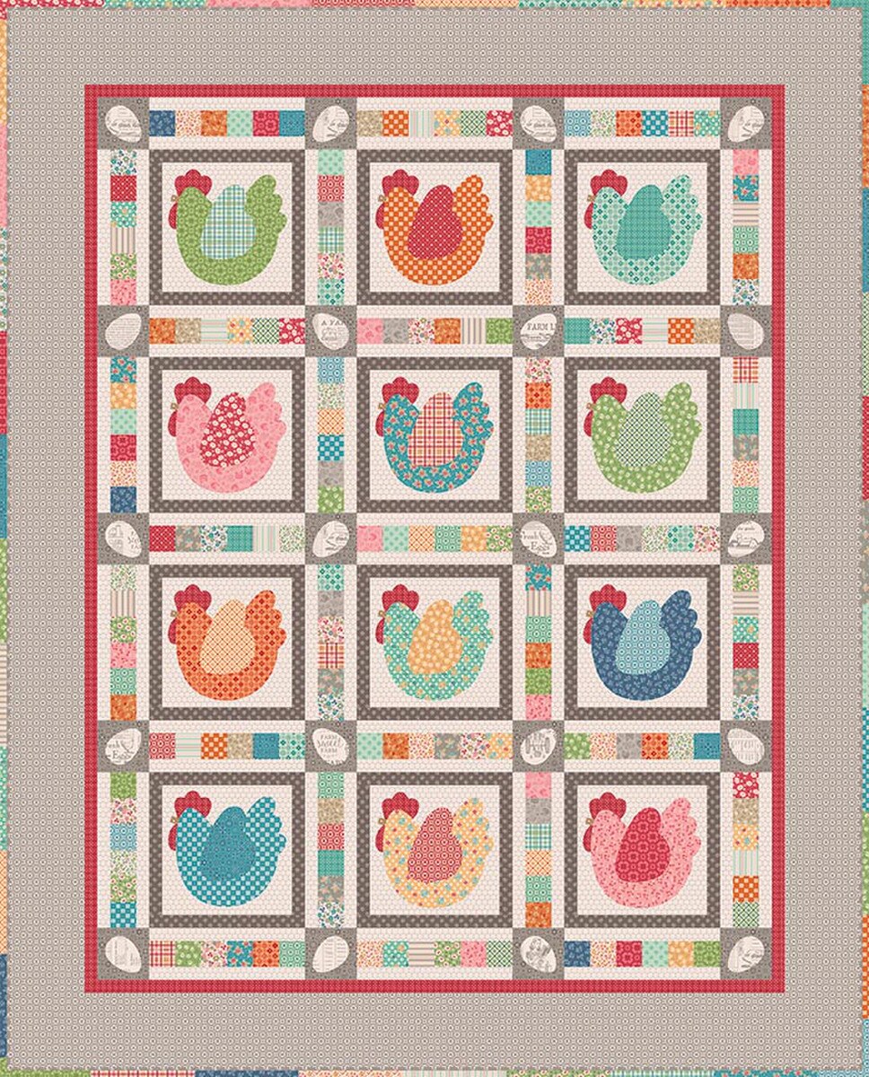 Lori Holt Hen House Quilt Kit featuring Farmer’s Daughter fabric collection by Riley Blake Designs