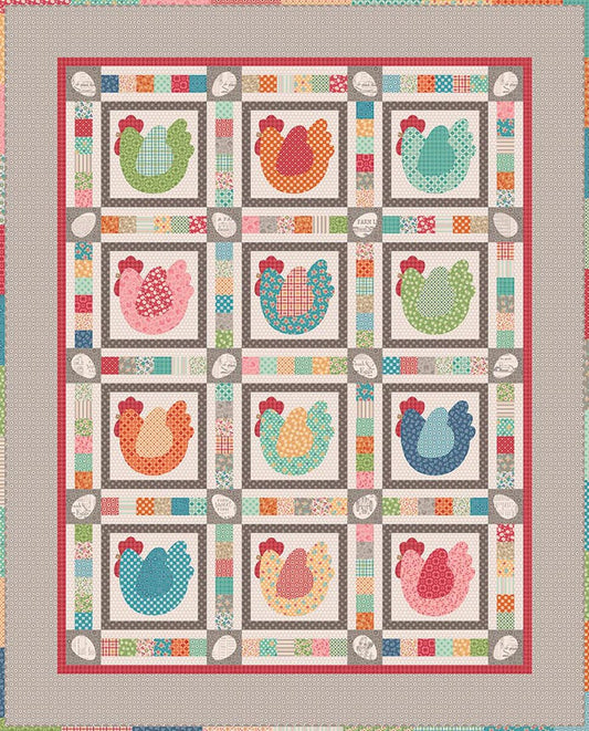 Lori Holt Hen House Quilt Kit featuring Farmer’s Daughter fabric collection by Riley Blake Designs