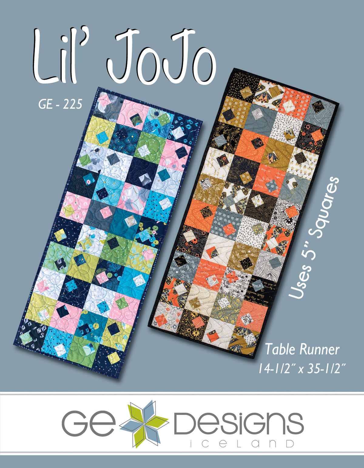 GE Designs Lil' JoJo Table Runner Pattern 225 — Charm Square Runner, Stripology Squared Mini
