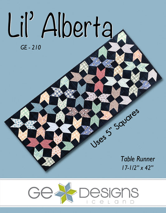 GE Designs Lil' Alberta Table Runner Pattern 210 — Charm Square Runner, Stripology Squared Mini