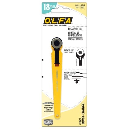 OLFA rotary cutter packaging on a white background