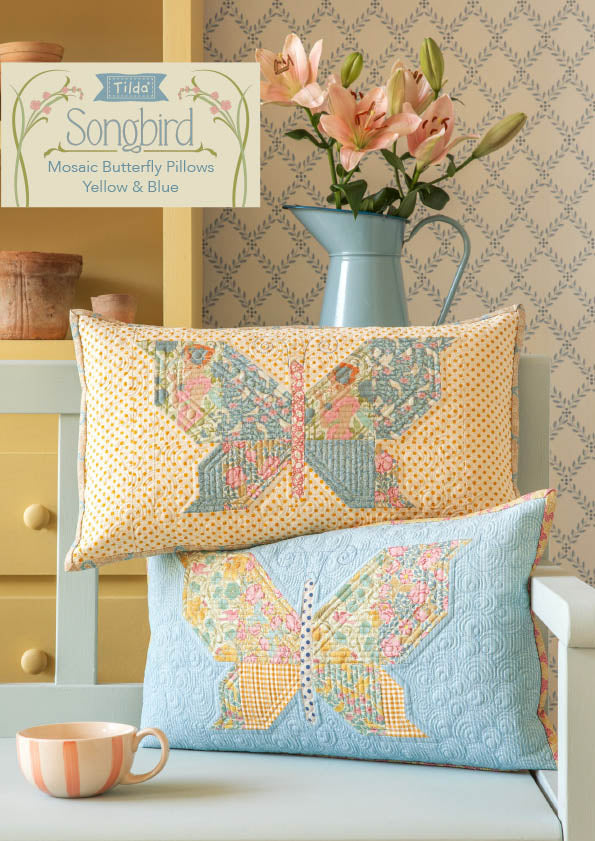 Tilda Mosaic Butterfly Pillow Cover Kit - Yellow Colorway