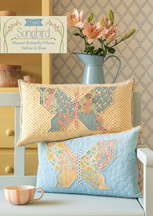 Tilda Mosaic Butterfly Pillow Cover Kit - Blue Colorway