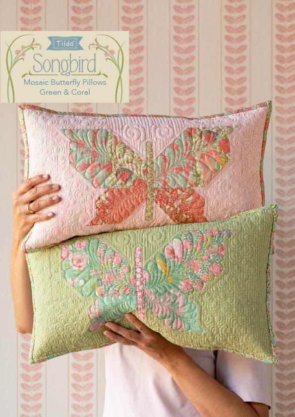 Tilda Mosaic Butterfly Pillow Cover Kit - Green Colorway