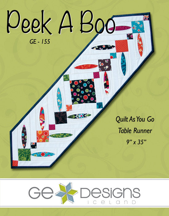GE Designs Peek A Boo Table Runner Pattern 155 — Charm Pack Quilt As You Go Runner, 9" x 35"