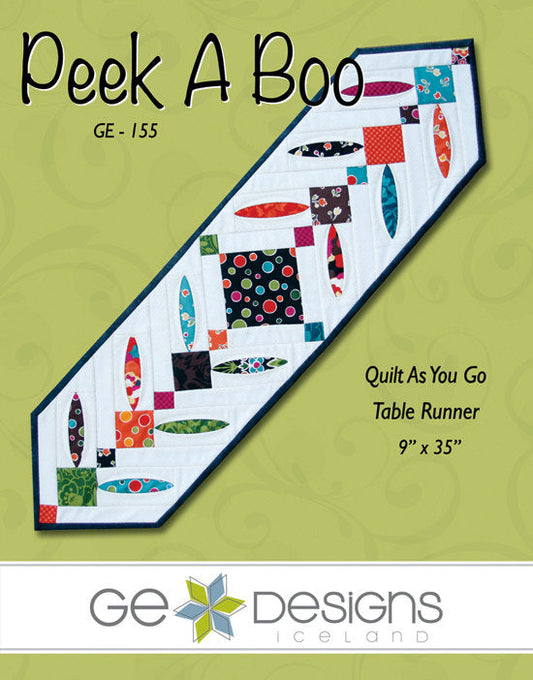 GE Designs Peek A Boo Table Runner Pattern 155 — Charm Pack Quilt As You Go Runner, 9" x 35"
