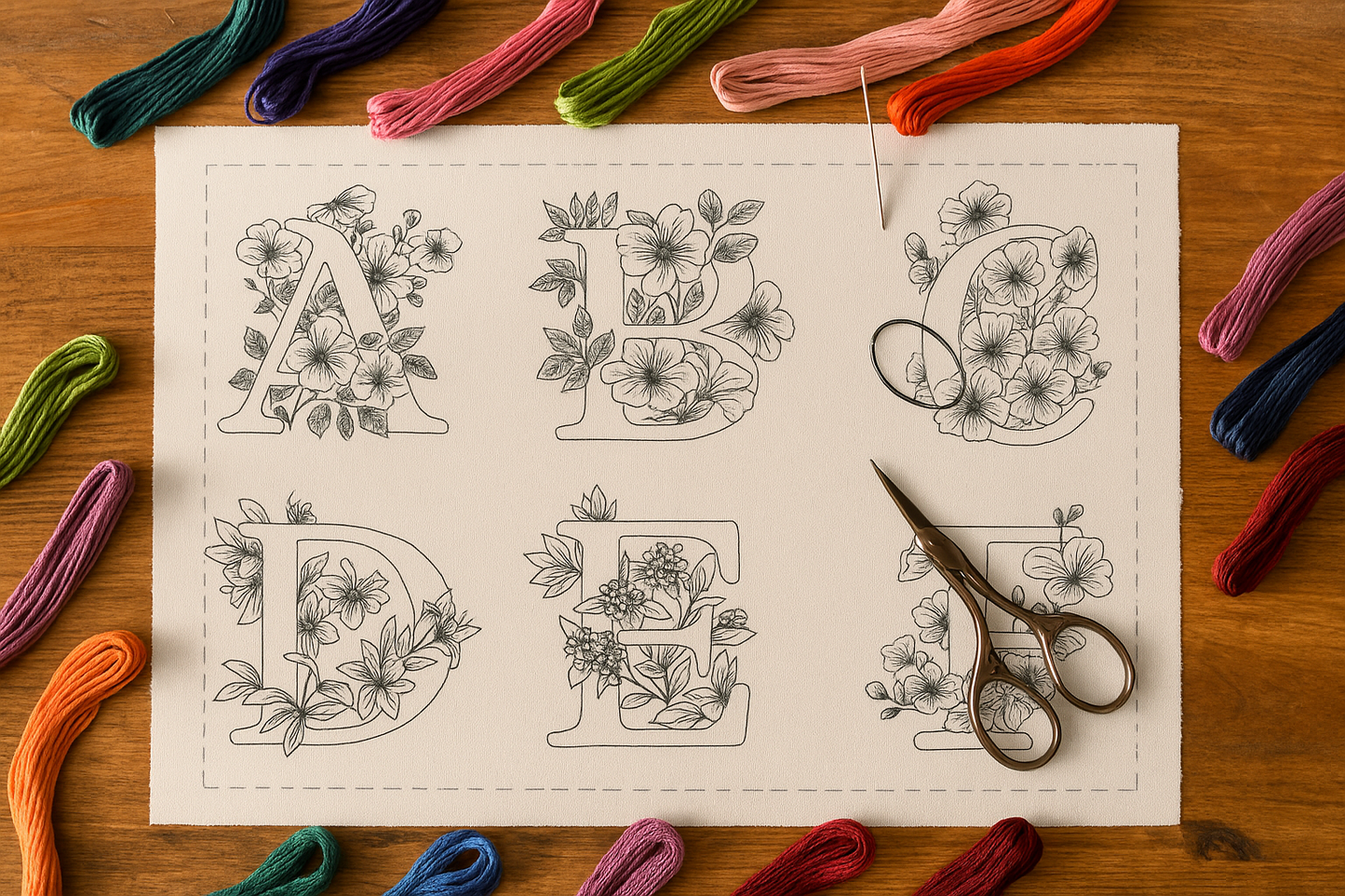 Stick and Stitch Letter Embroidery Designs — Monogram Alphabet on Water Soluble Stabilizer