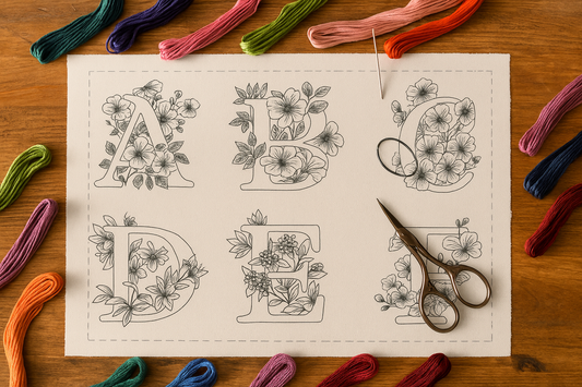 Stick and Stitch Letter Embroidery Designs — Monogram Alphabet on Water Soluble Stabilizer