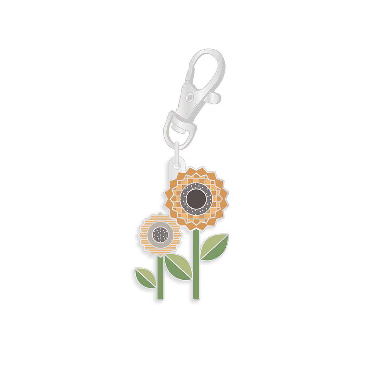 Keychain with sunflower design on a white background
