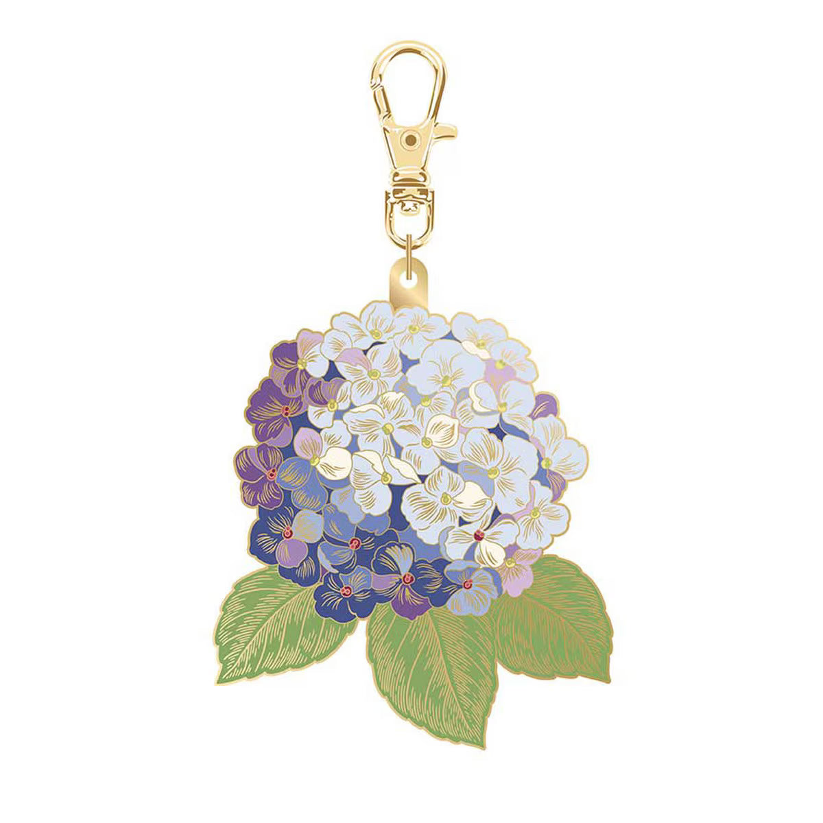 Floral keychain with a gold clasp on a white background