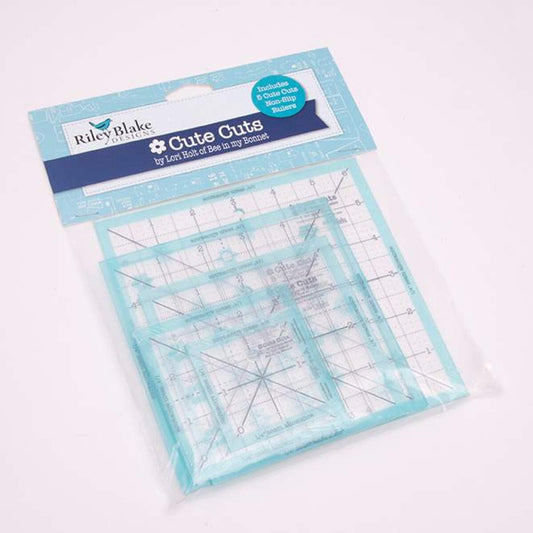 Set of quilt rulers in packaging with 'Riley Blake Designs' branding on a white background