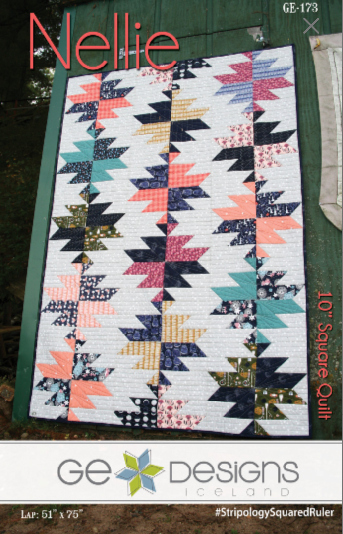 GE Designs Nellie 10" Square Quilt Pattern 173 — Stacker Quilt with Secondary Design, Stripology