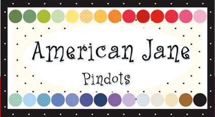Color swatch card with 'American Jane Pindots' text and a range of dot patterns.