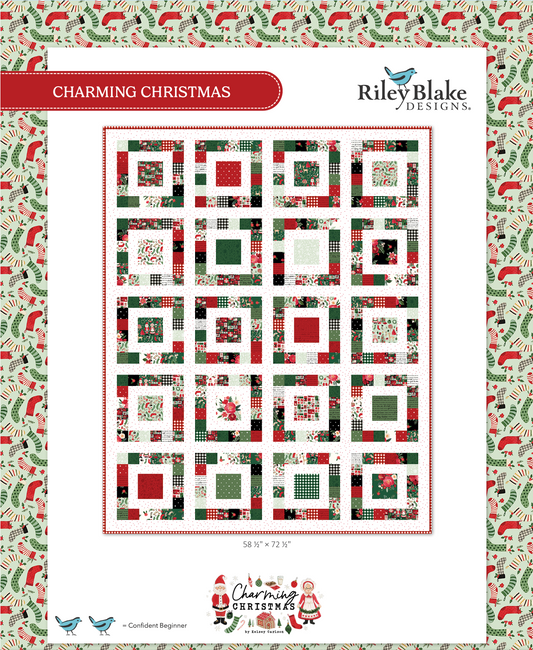 Quilt pattern cover for 'Charming Christmas' by Riley Blake Designs with a festive design.
