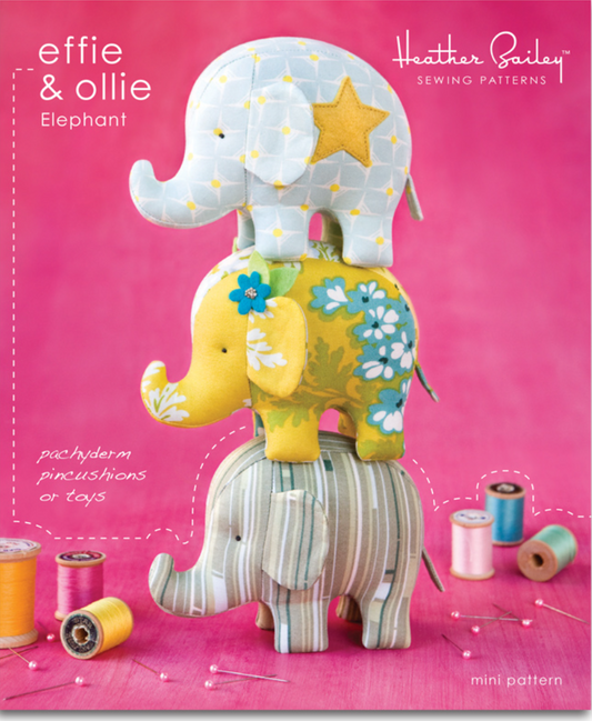 Effie & Ollie Elephant Pincushions Mini Pattern by Heather Bailey