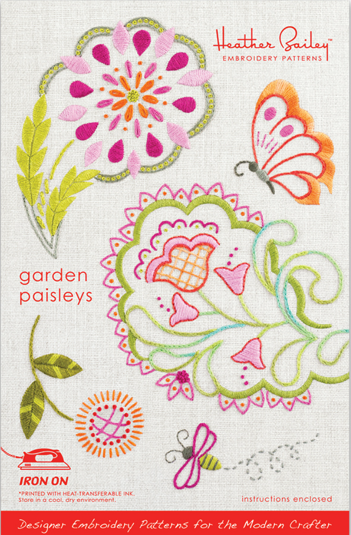 Garden Paisleys Embroidery Pattern by Heather Bailey
