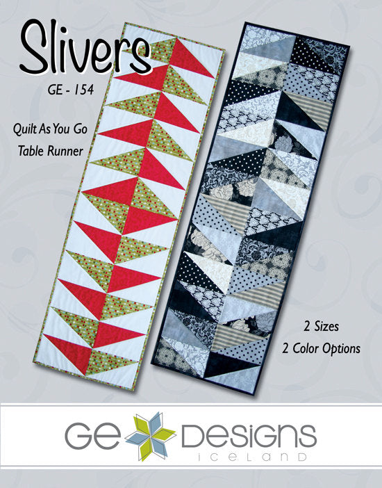 GE Designs Slivers Table Runner Pattern 154 — Quilt As You Go, Two Sizes and Two Color Versions